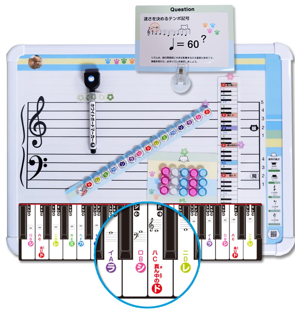 Amazon.co.jp: 鍵盤付き五線譜 ホワイトボード/音符マグネット 音階 五